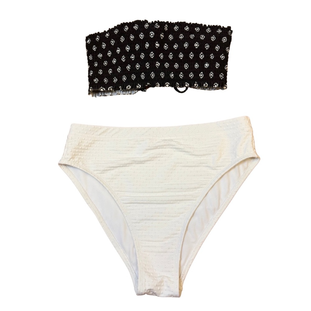 2pc black & white printed high-waisted bikini - size XL